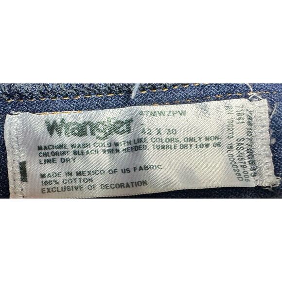 Wrangler Men's 47MWZ Regular Fit Straight Leg Western Blue Jeans - Size 42x30 - Picture 7 of 7